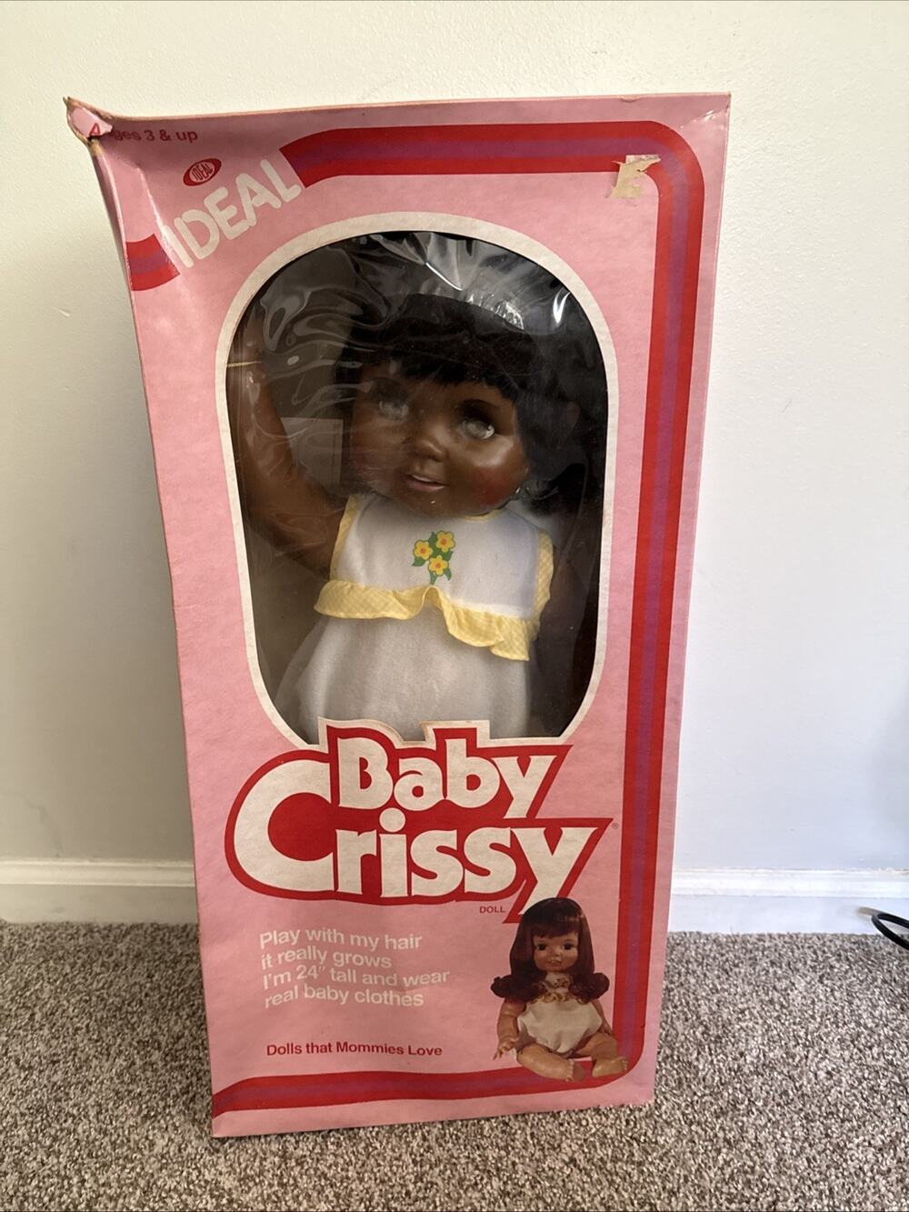 NRFB Vintage Baby Crissy Life Size Doll 24" Black Hair Grows African American